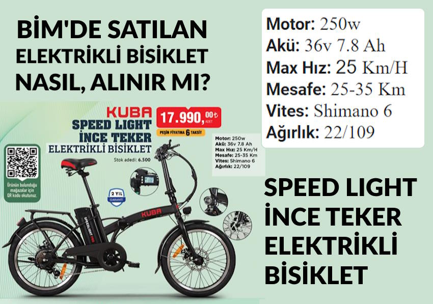 Bim’de Satılan Elektrikli Bisiklet Alınır mı? Kuba Speed Light İnce Tekerli Elektrikli Bisiklet Özellikleri