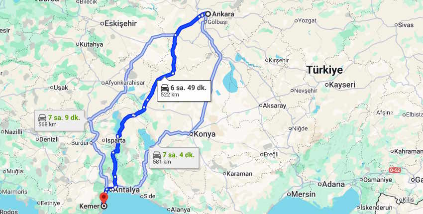 Ankara Kemer Yol Tavsiyesi: 3 Alternatif Güzergah